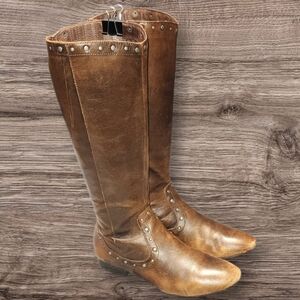 Women Vintage Leather Brown Riding Boots By Born Size 8.5.